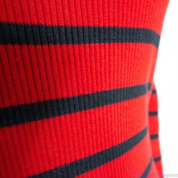 Lauren Ralph Lauren red cotton turtle neck sweater with black stripes, women's M - Picture 13 of 16